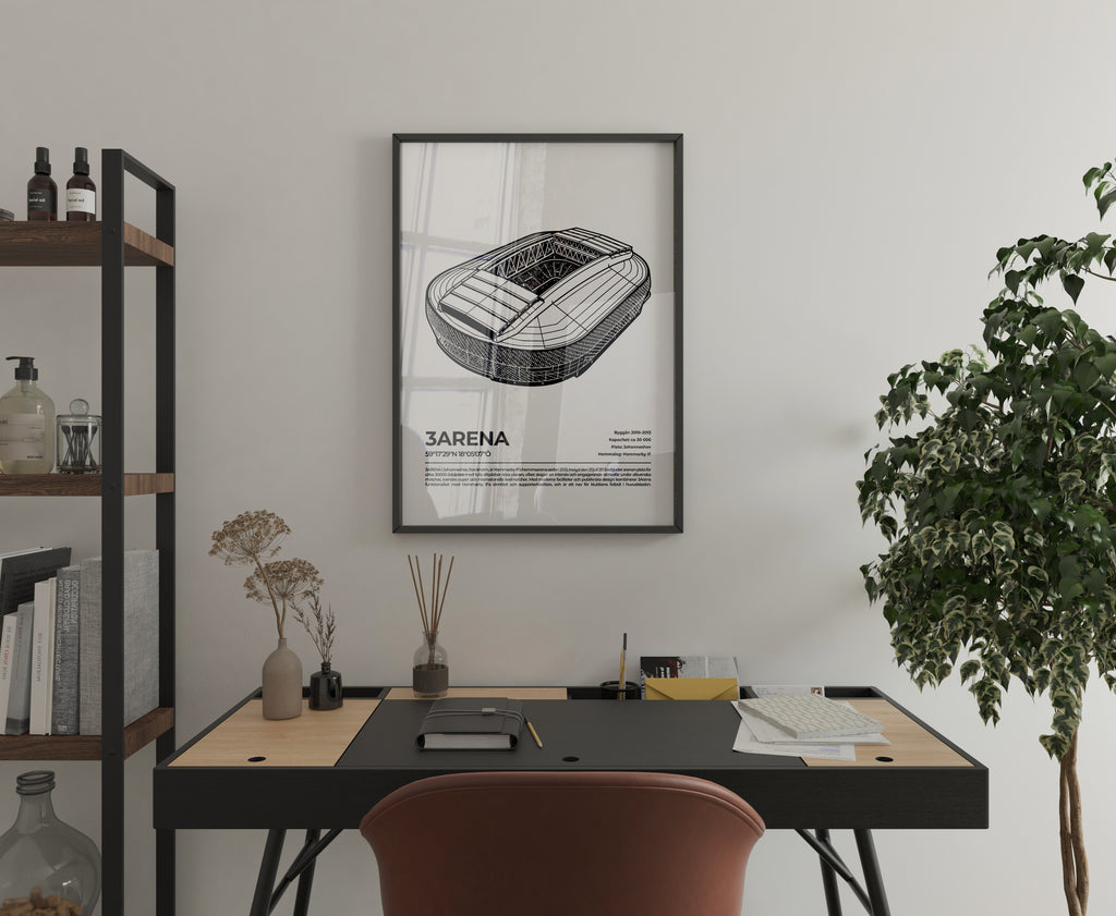 3Arena Stockholm Poster – Modern fotbollsarena (hemmaarena för Hammarby IF)