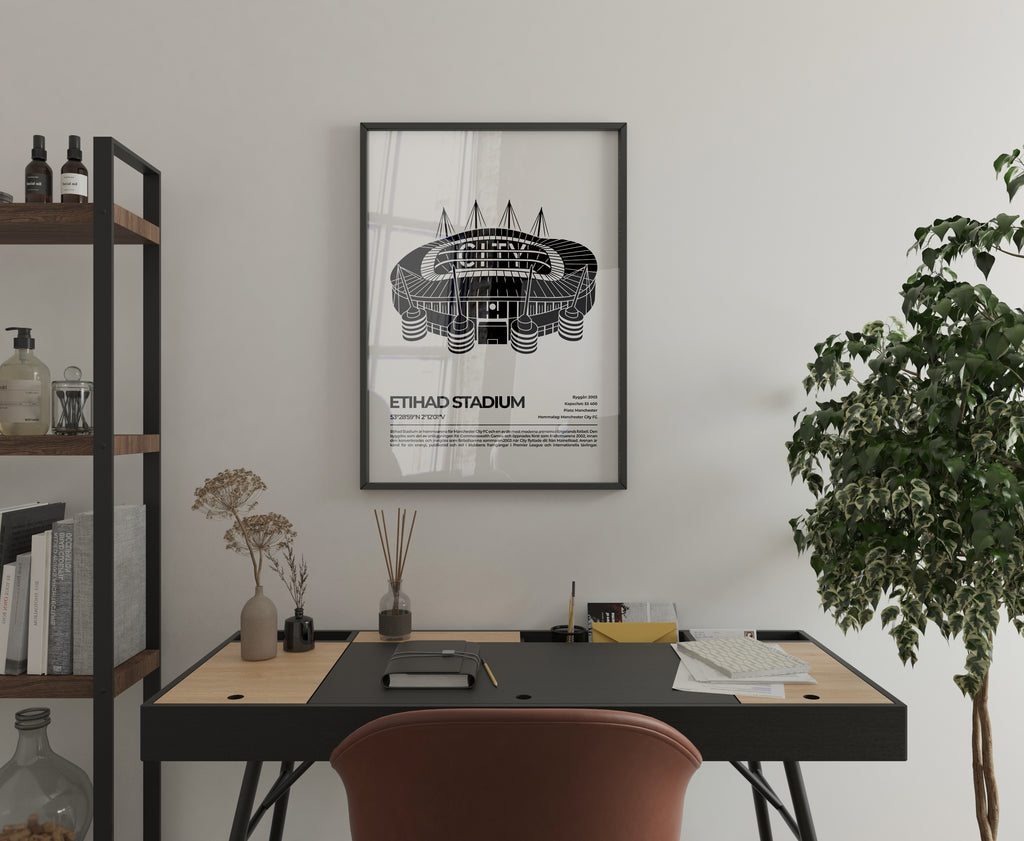 Etihad Stadium Manchester Poster – Modern arena (hemmaarena för Manchester City)