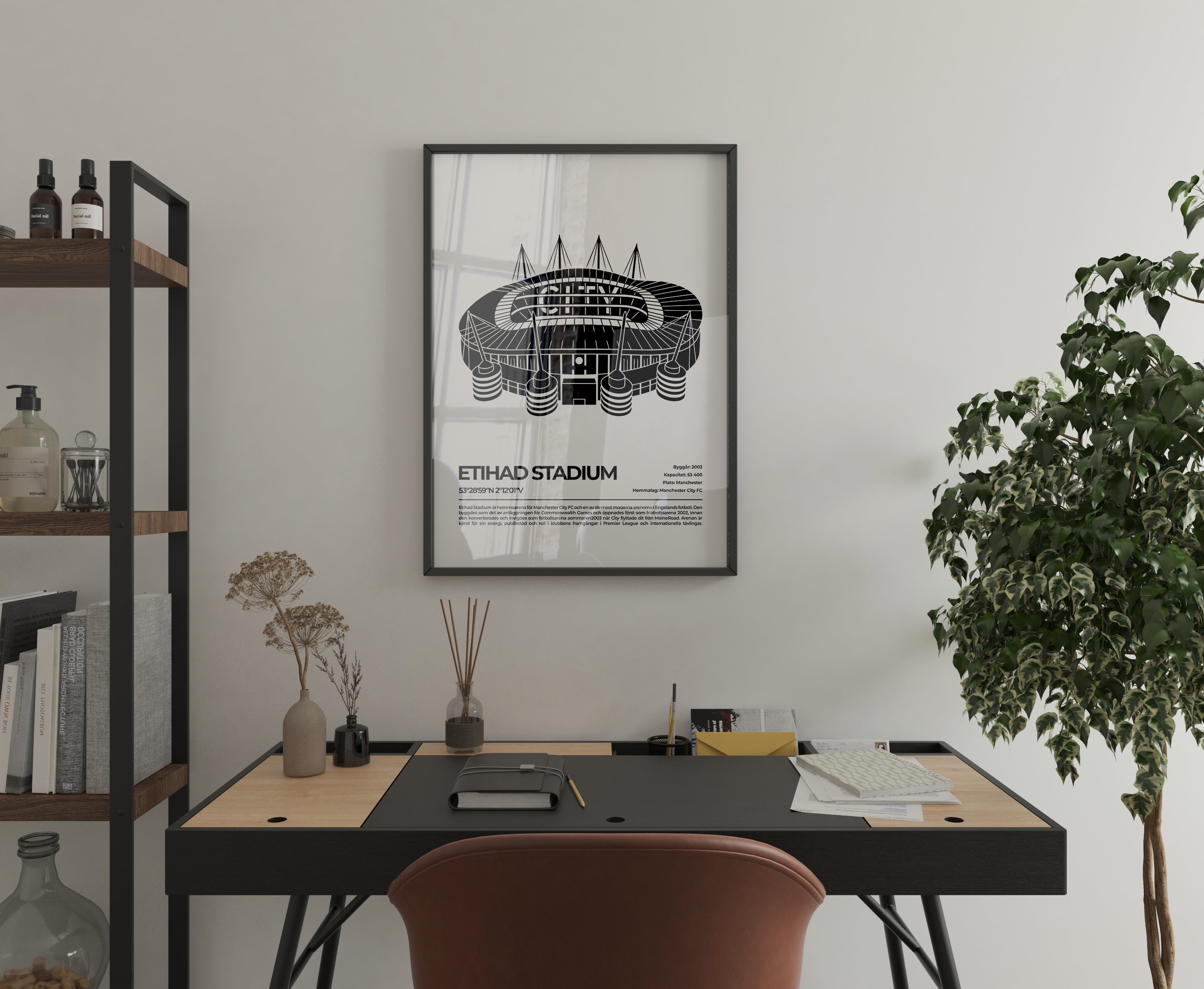 Etihad Stadium Manchester Poster – Modern arena (hemmaarena för Manchester City)