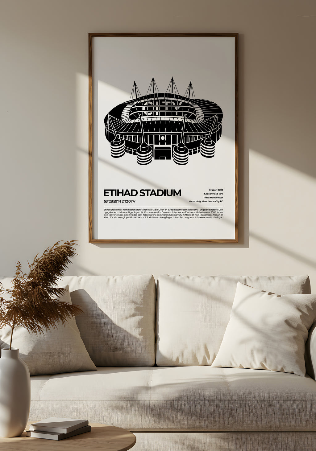 Etihad Stadium Manchester Poster – Modern arena (hemmaarena för Manchester City)