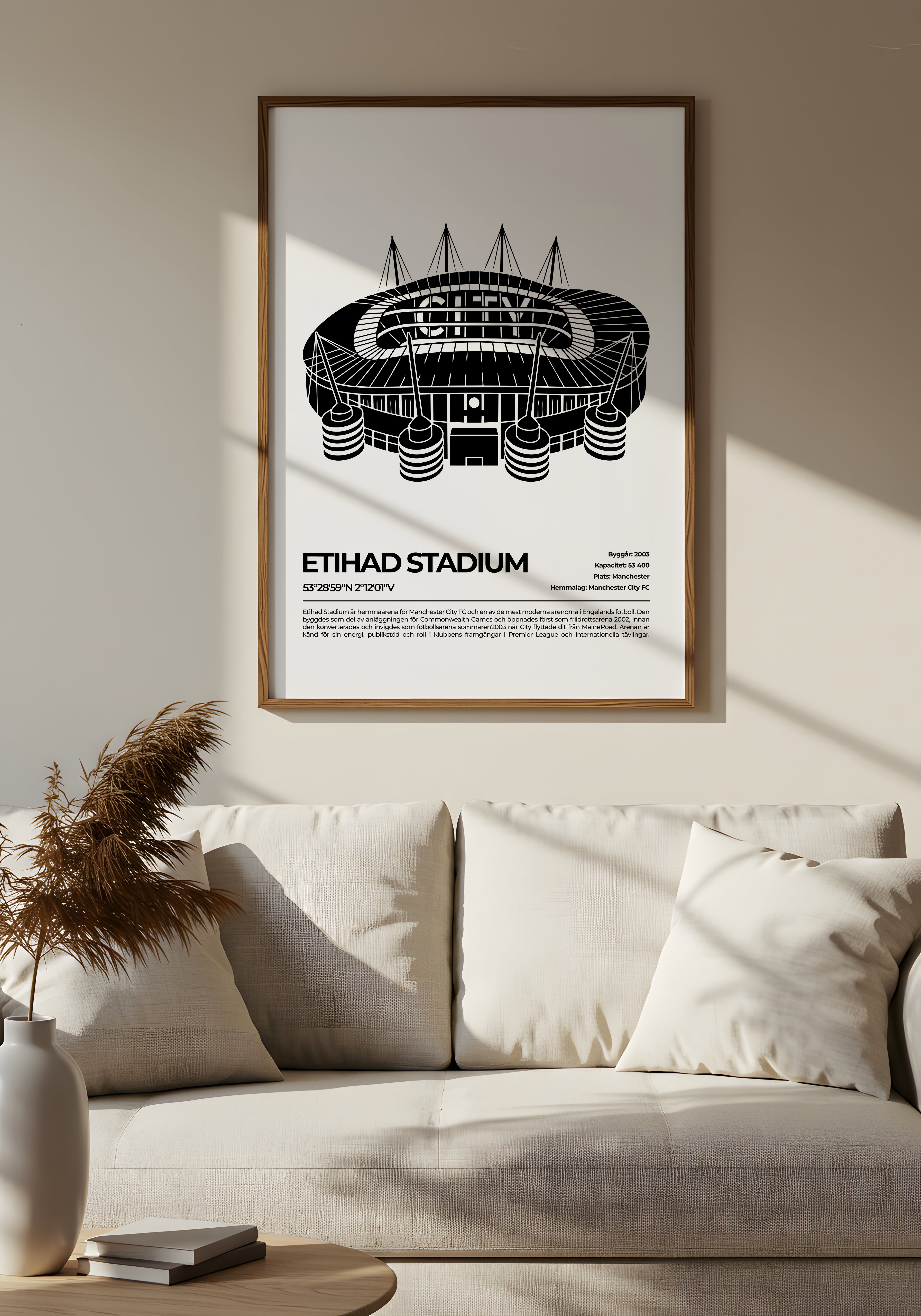 Etihad Stadium Manchester Poster – Modern arena (hemmaarena för Manchester City)